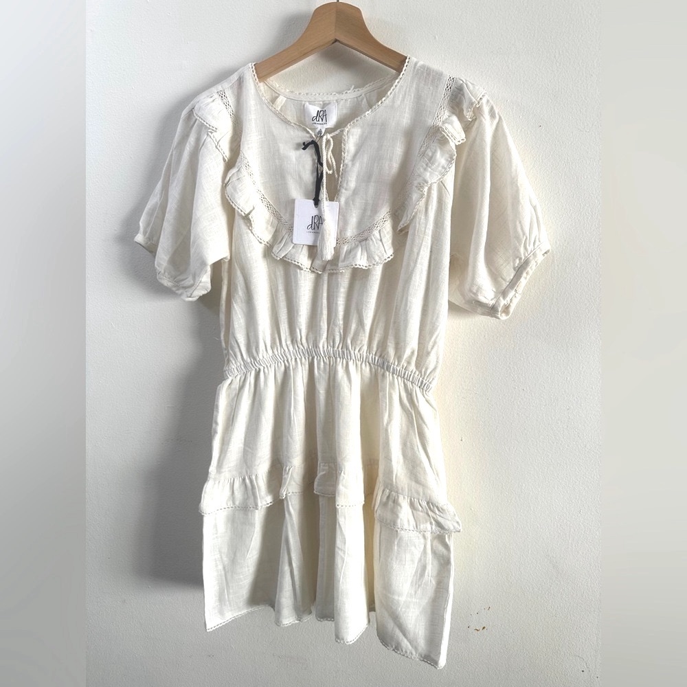 DRA LOS ANGELES NWT Elegant Cream Ruffle Dress SIZE SMALL Graceful Romantic Gift